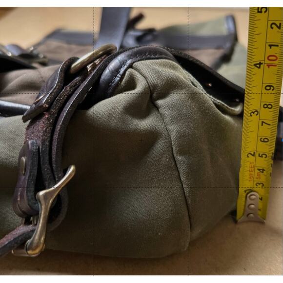 Filson Tin Cloth RARE Backpack Green Rucksack Leather Made in USA Discontinued - Picture 8 of 9
